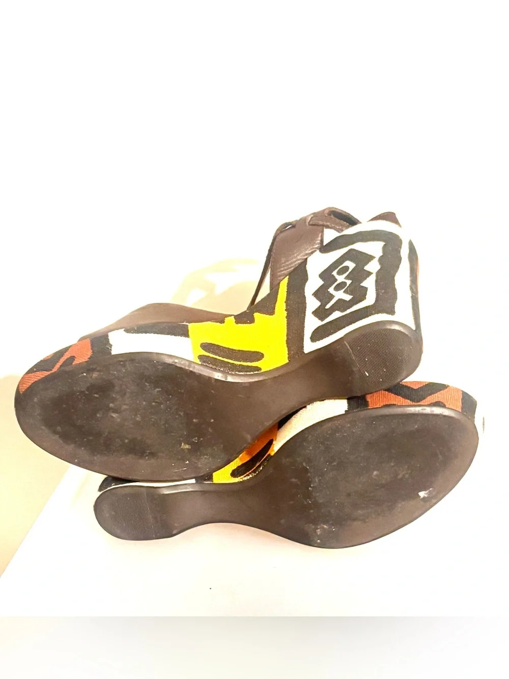 Diego di Lucca vintage Y2K tribal ethnic platform wedge sandals size 7